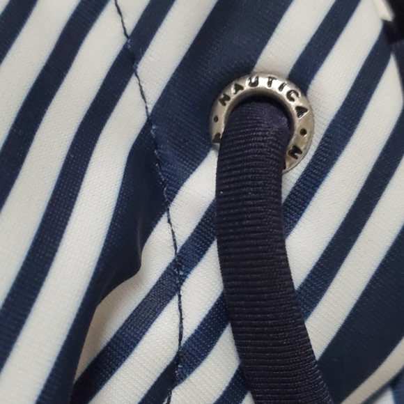 Nautica Navy Blue and White Lace Up Dock Lines One Piece Swimsuit Large - Picture 6 of 13